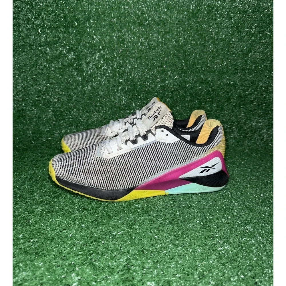 Reebok Nano X Mens 7.5 Womens 9 White Black Pink Running Shoes Comfort Sneakers